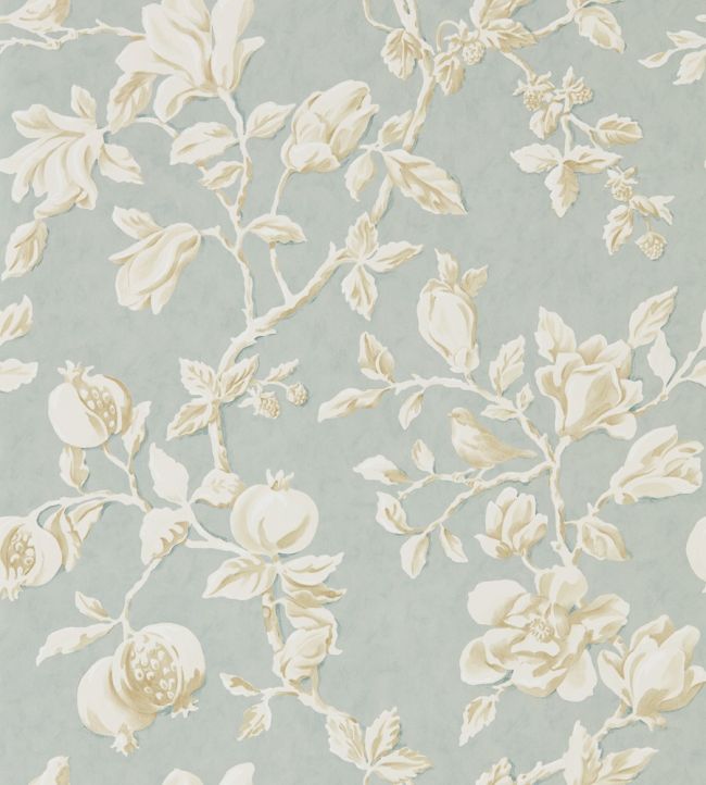 Magnolia & Pomegranate Wallpaper by Sanderson Grey Blue/Parchment