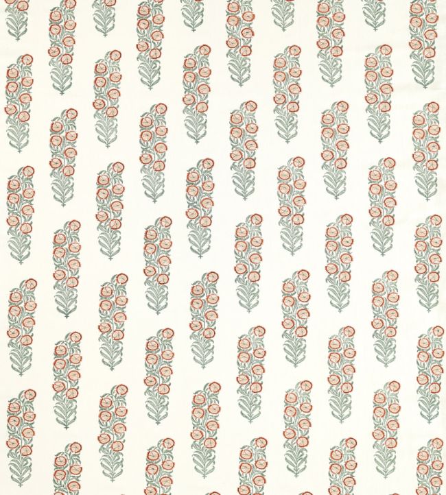 Sanganeri Block Print Fabric by Zoffany Tuscan Pink/Eau de Nil