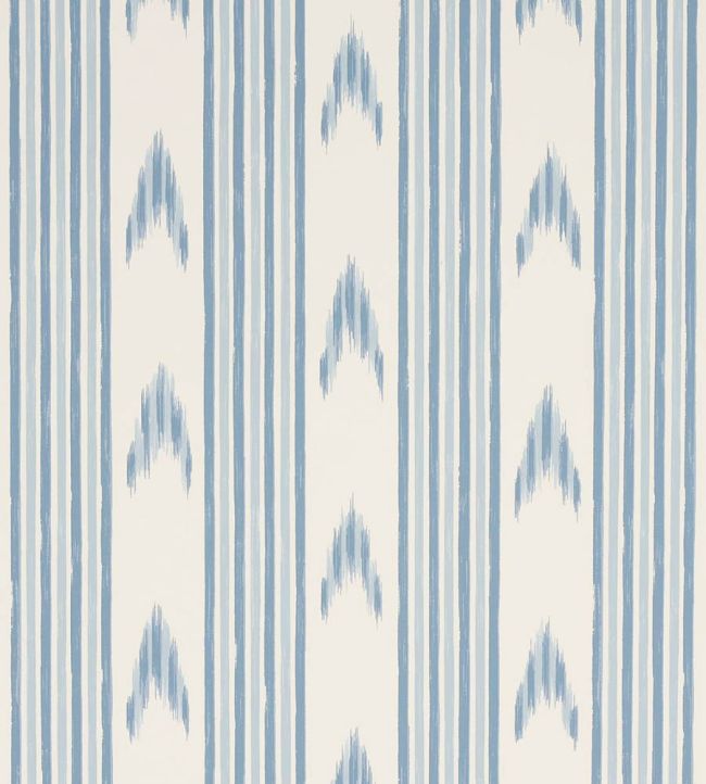 Santa Barbara Ikat Wallpaper by Schumacher China Blue