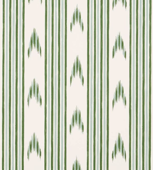 Santa Barbara Ikat Wallpaper by Schumacher Leaf Green