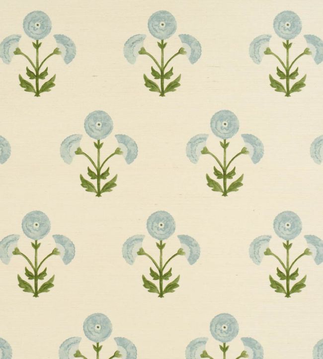 Saranda Flower Sisal Wallpaper by Schumacher Sky
