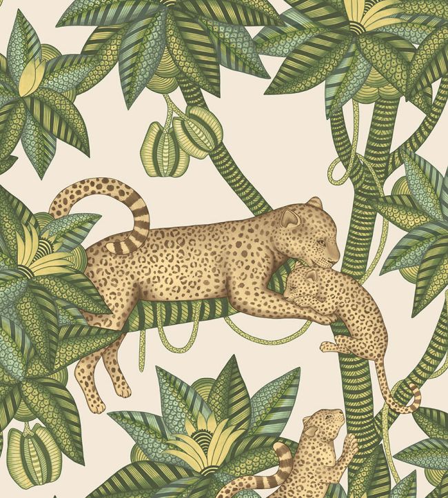 Satara Wallpaper by Cole & Son Spring Green & Sand on Linen