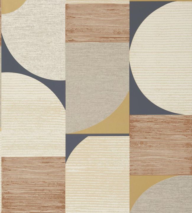Saturn Wallpaper by Thibaut Metallic Copper and Black