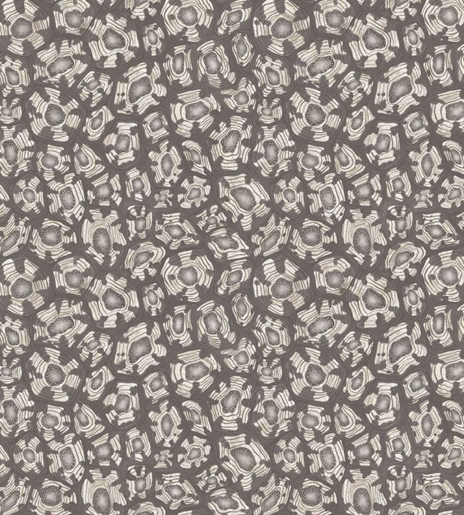 Savanna Shell Wallpaper by Cole & Son Soot  Snow & Metallic Silver