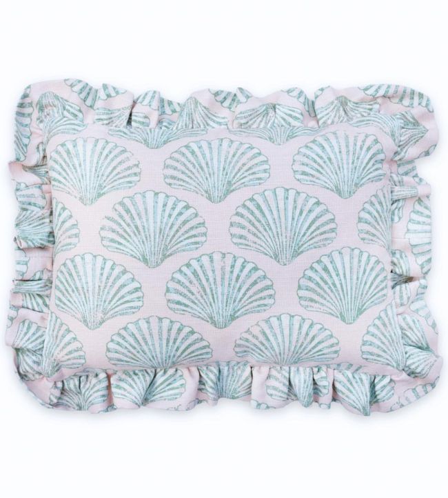 Scallop Shell Cushion 47 x 34cm by Barneby Gates Plaster/Green