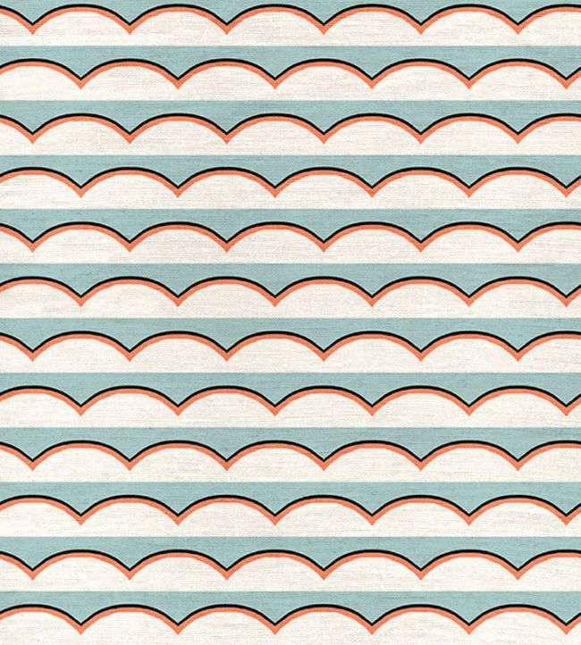 Scallops Linen Fabric by Ottoline Light Blue