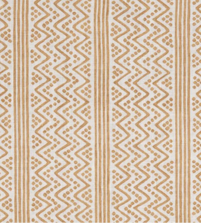 Scherezade Printed Linen Fabric by Volga Linen Gold/Oyster