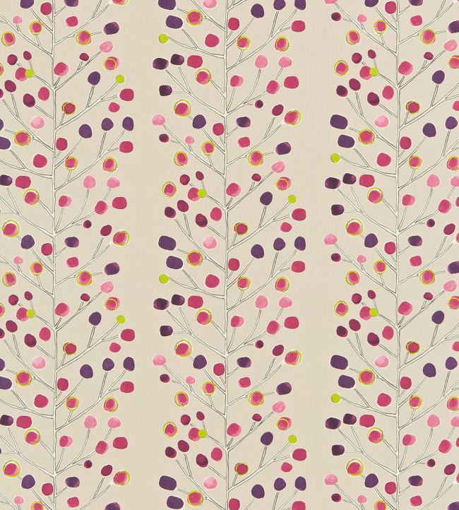 Berry Tree Fabric by Scion Mink / Plum / Berry / Lime