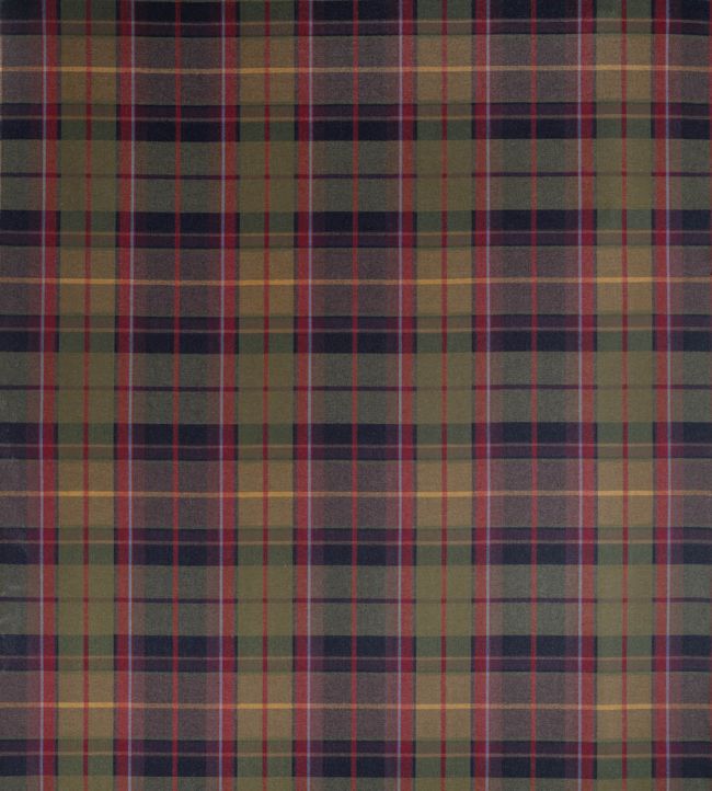 Scot's Plaid Fabric by Thibaut Olive and Cranberry