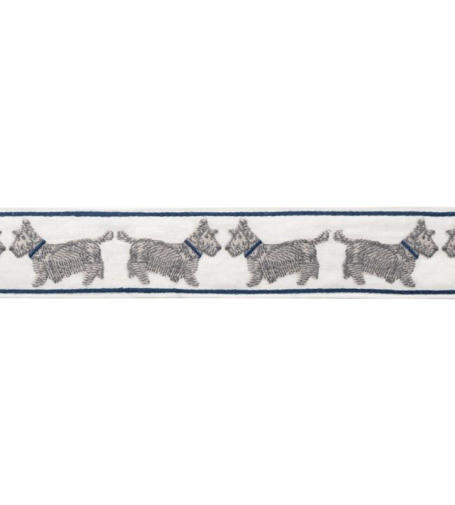 Scottie Embroidered Border Trimming by Samuel & Sons Grey