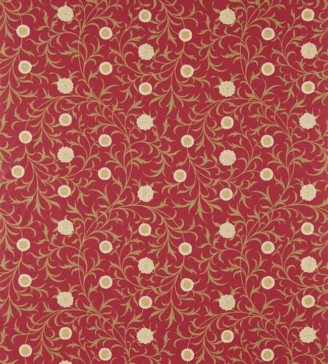 Scroll Fabric by Morris & Co Raspberry/Olive
