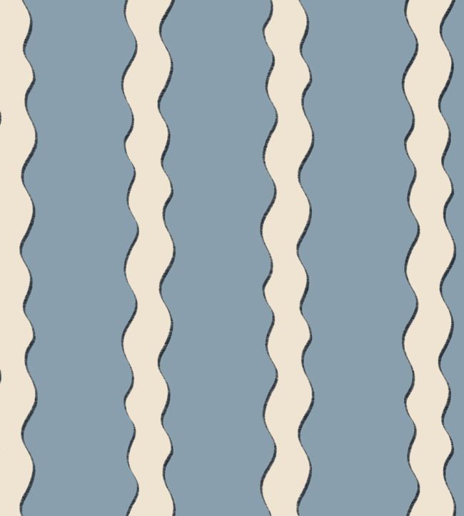 Scroll Stripe Fabric by Parker & Jules Sky