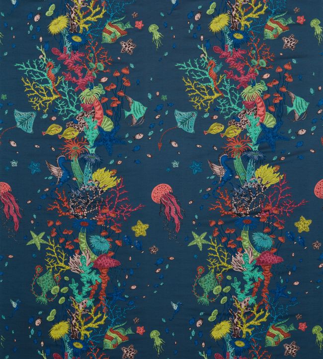 Seaforest Jacquard Fabric by Clarke & Clarke Navy