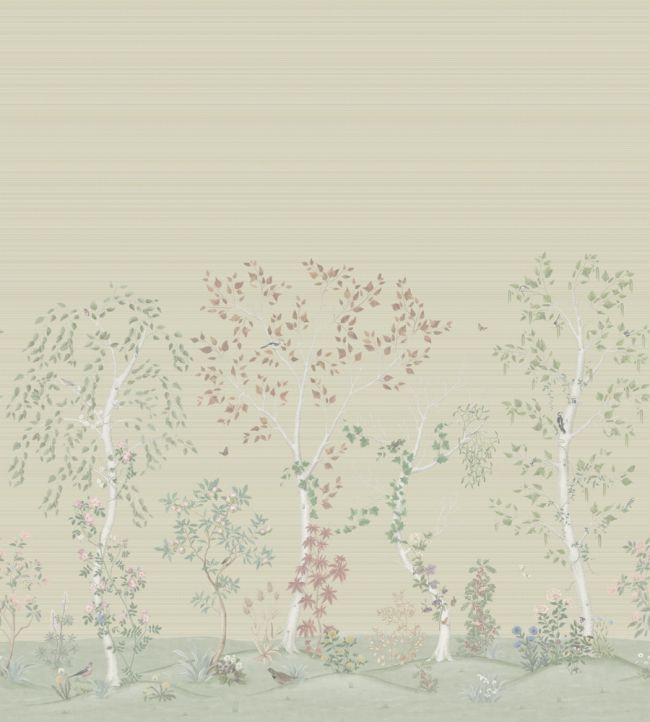 Seasonal Woods Grasscloth Mural by Cole & Son Oat Natural Grasscloth