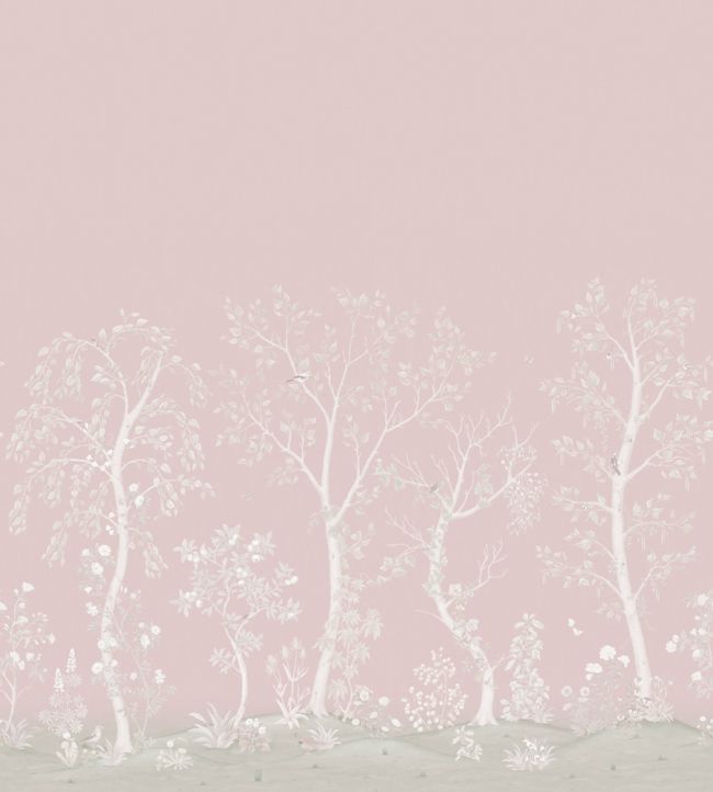 Seasonal Woods Mica Mural by Cole & Son Rose Quartz Pearl