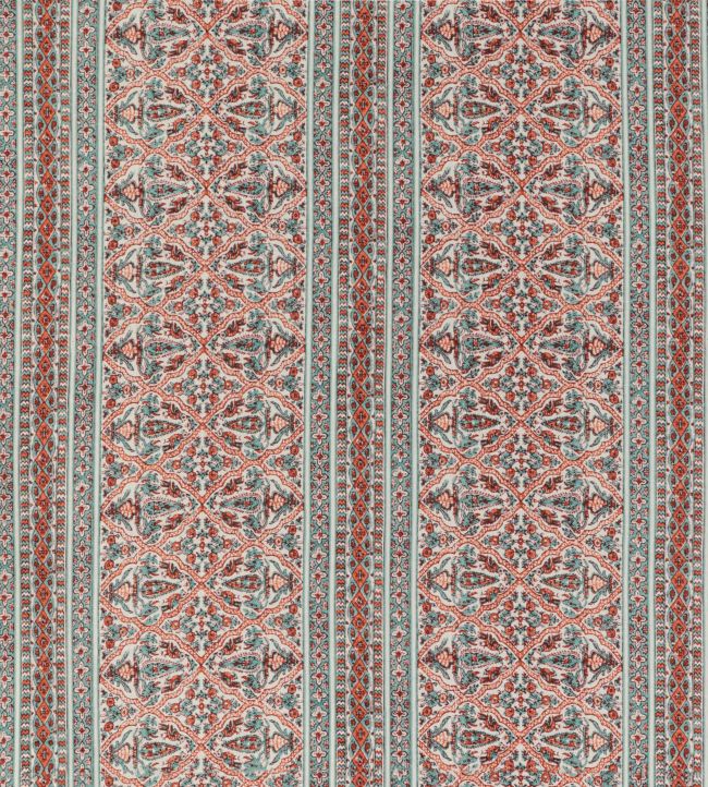 Seaton Stripe Fabric by Baker Lifestyle Aqua / Red