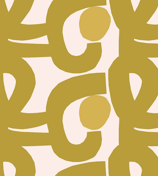 Seppel Metallic Wallpaper by Marimekko Ochre