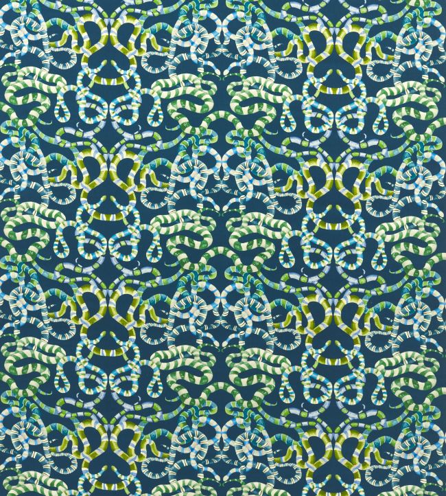 Serpenti Velvet Fabric by Harlequin Onsen / Emerald / Azul
