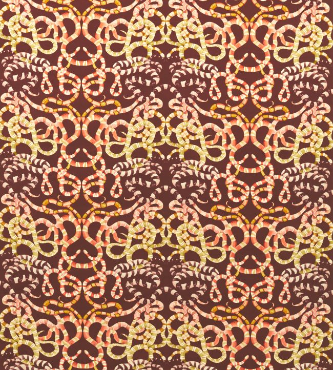 Serpenti Velvet Fabric by Harlequin Brazilian Rosewood / Grounded / Amber Light