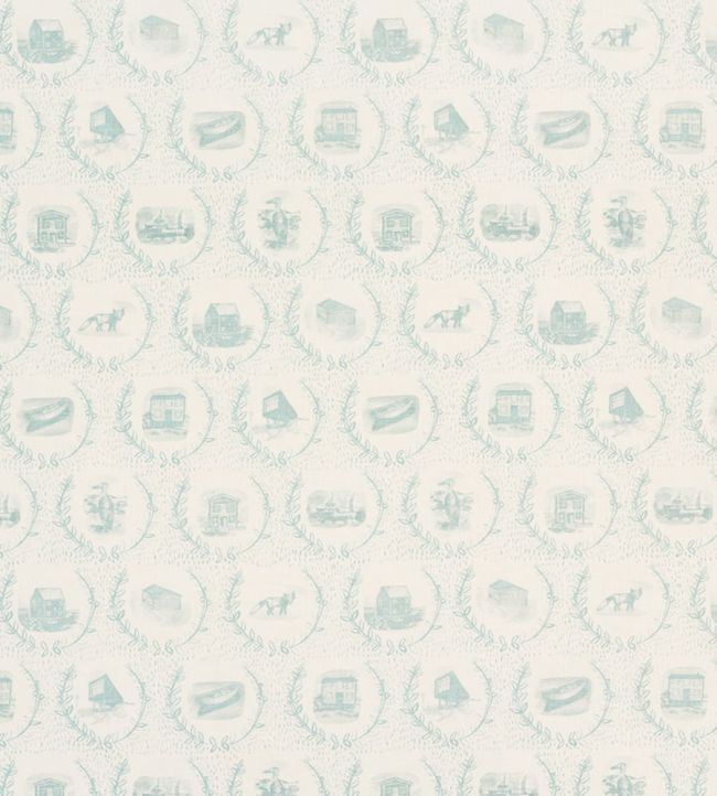 Set The Scene Fabric by Christopher Farr Cloth Aqua