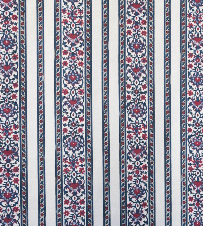 Shawl Stripe Fabric by Titley and Marr Indigo & Red