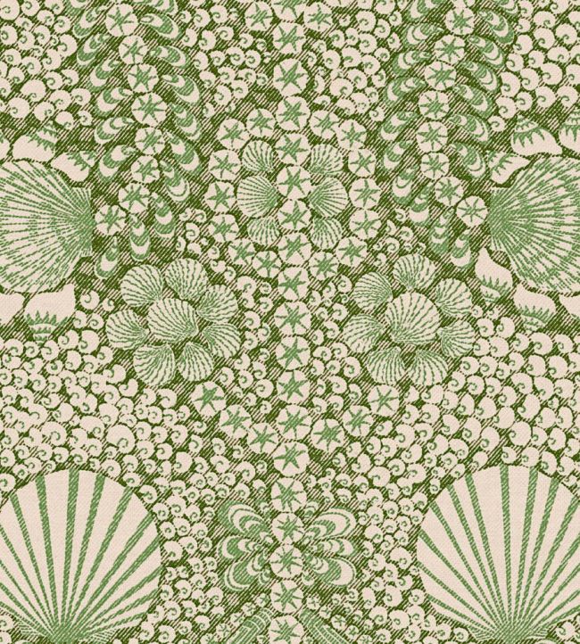 Shell Grotto Wallpaper by Fermoie Bottle Green
