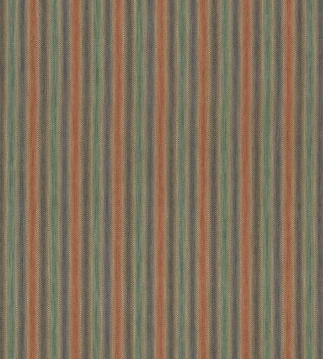 Shepton Stripe Fabric by Mulberry Home Teal/Spice