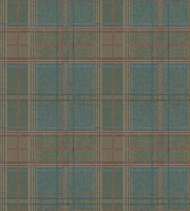 Shetland Plaid Wallpaper by Mulberry Home Teal