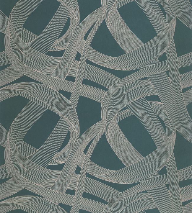 Shimmy Wallpaper by Casadeco Bleu Petrole / Gris