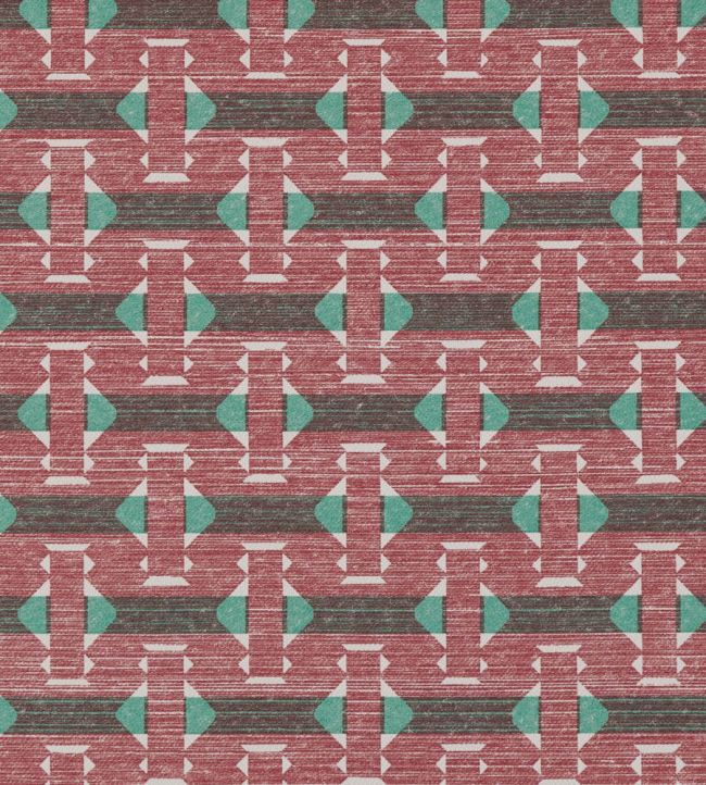 Sicily Outdoor Fabric by Fermoie Red/Green