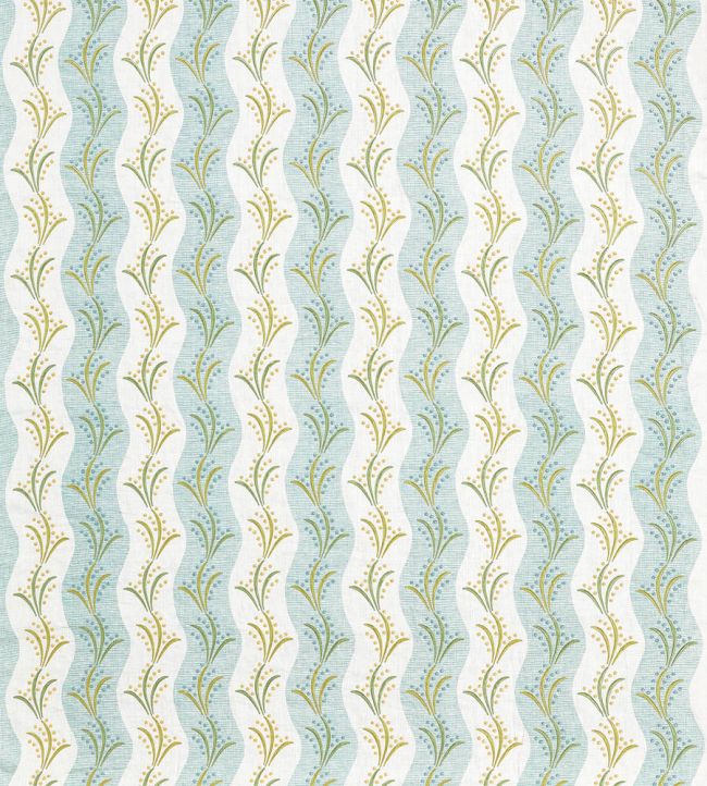 Sidney Stripe Fabric by Nina Campbell Aqua/Green/Yellow