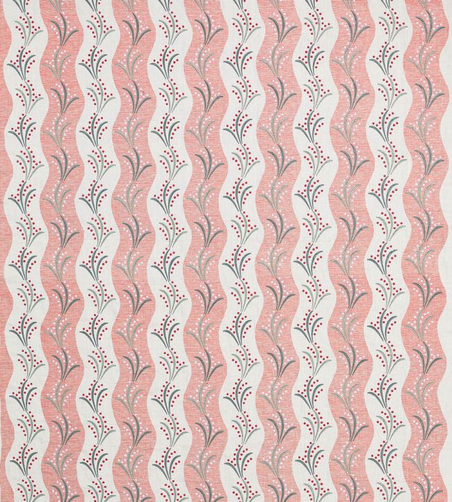 Sidney Stripe Fabric by Nina Campbell Coral/Teal/Pink