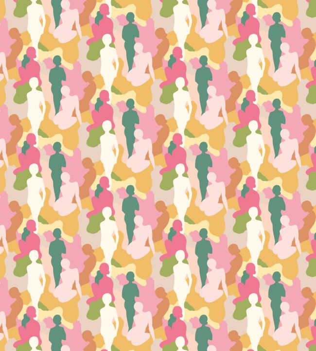 Silhouette Wallpaper by Ohpopsi Emerald & Peach