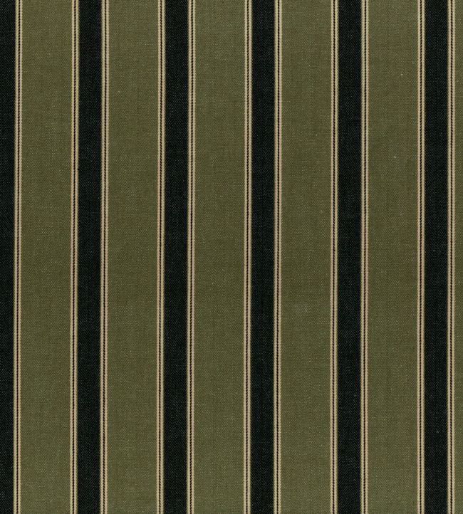 Silhouette Stripe Fabric by Ian Mankin Khaki/Black