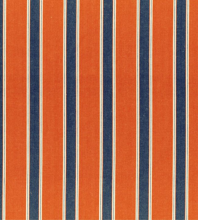 Silhouette Stripe Fabric by Ian Mankin Rust/Navy