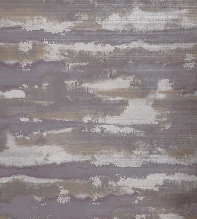 Silver Lining Wallpaper by Thibaut Eggplant and Copper