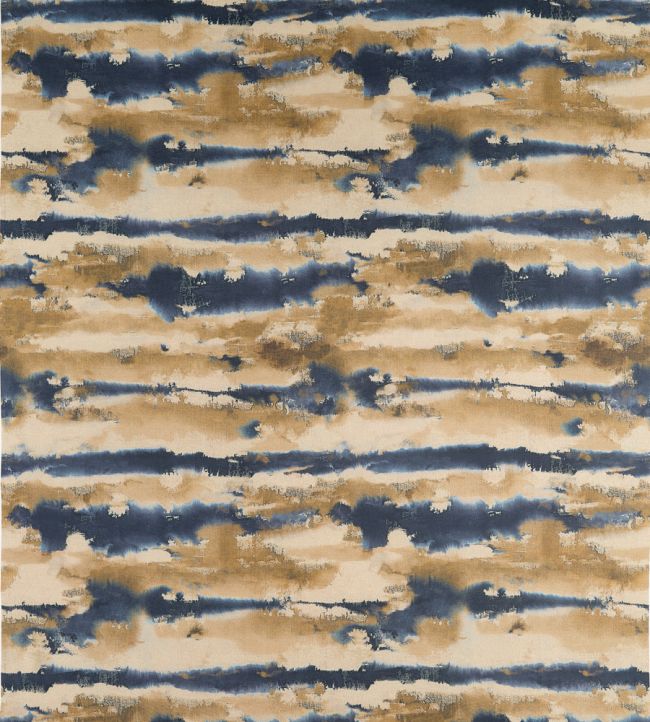 Silver Lining Fabric by Thibaut Indigo and Gold