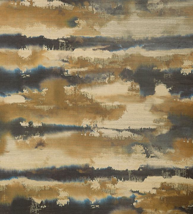 Silver Lining Wallpaper by Thibaut Indigo and Gold