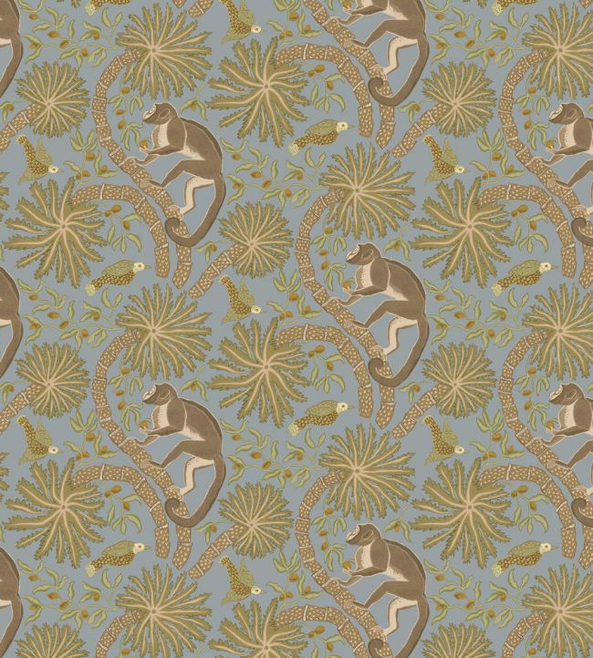 Simia Wallpaper by Josephine Munsey Blue and Olive