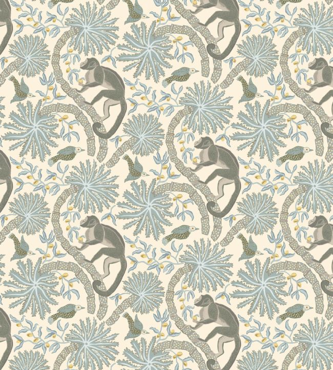 Simia Wallpaper by Josephine Munsey Light Blue