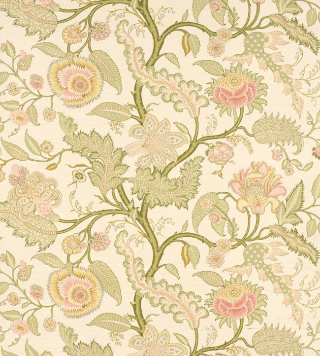 Sinhala Sisal Wallpaper by Schumacher Pink & Green