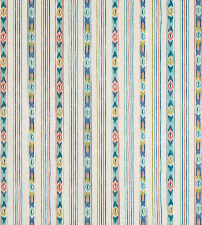 Sitari Stripe Fabric by Jane Churchill Teal/Coral