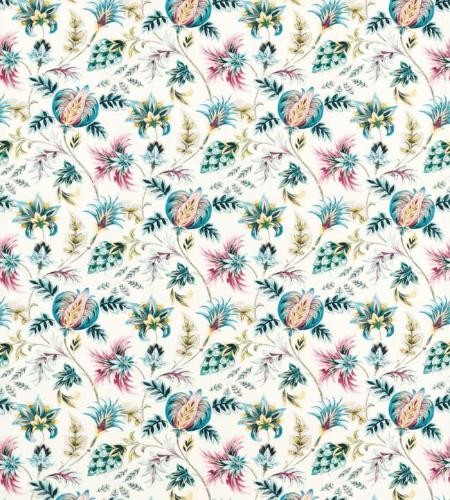 Sizergh Fabric by Clarke & Clarke Teal/Berry