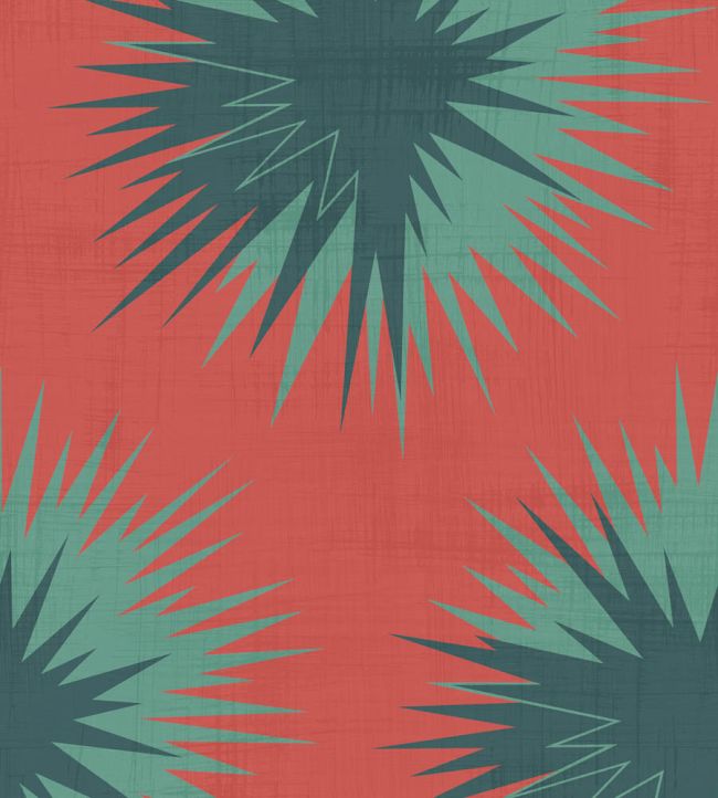 Soft Thistle Wallpaper by Cole & Son Blood Orange & Viridian