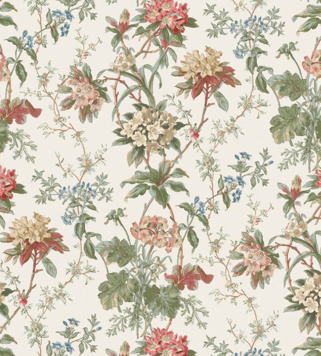 Somerhill Fabric by Nina Campbell Coral/Eucalyptus