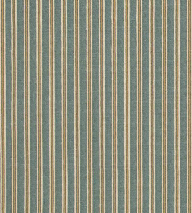 Somerton Stripe Fabric by Mulberry Home Teal/Ochre