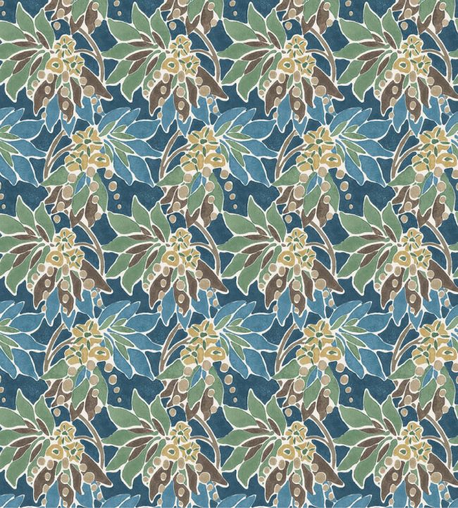 Sonia Fabric by Nina Campbell Indigo/Green