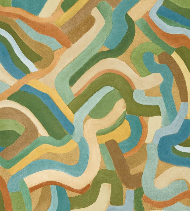 Spiralis Wallpaper by Harlequin Ochre/Turquoise/Forest