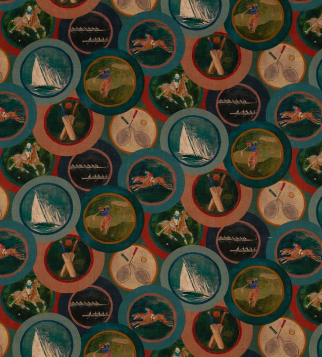 Sporting Life Fabric by Mulberry Home Teal