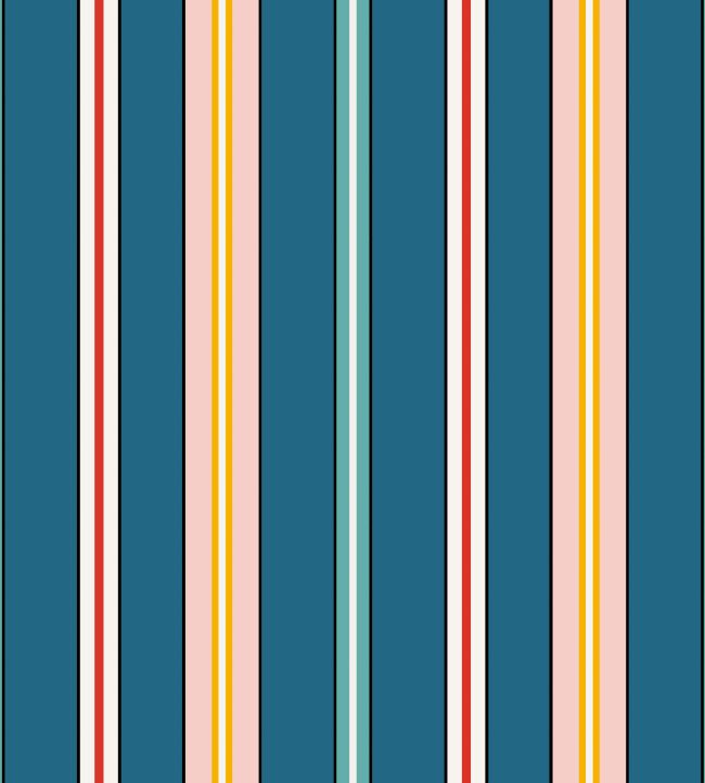 Sporty Stripes Wallpaper by Ottoline Blue